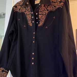 Scully Floral Embroidered Vintage Western Shirt